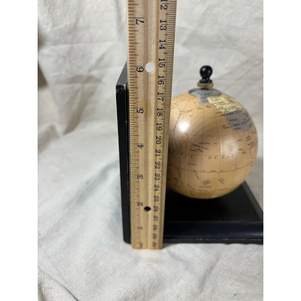 Vintage Pier 1 Rotating Globe Bookend Wood Stands World Map Single Only